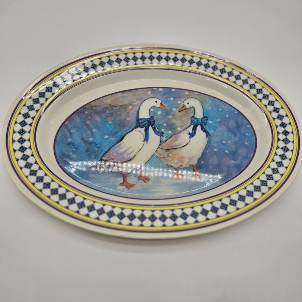 Melamine Ware Gourmet Design Goose Duck w/Ribbons Serving Platter Tray Vintage